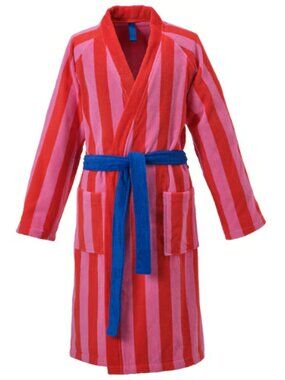 SKOGSSALLAT 406.100.04/40610004 Bathrobe, red-pink/stripe, L/XL